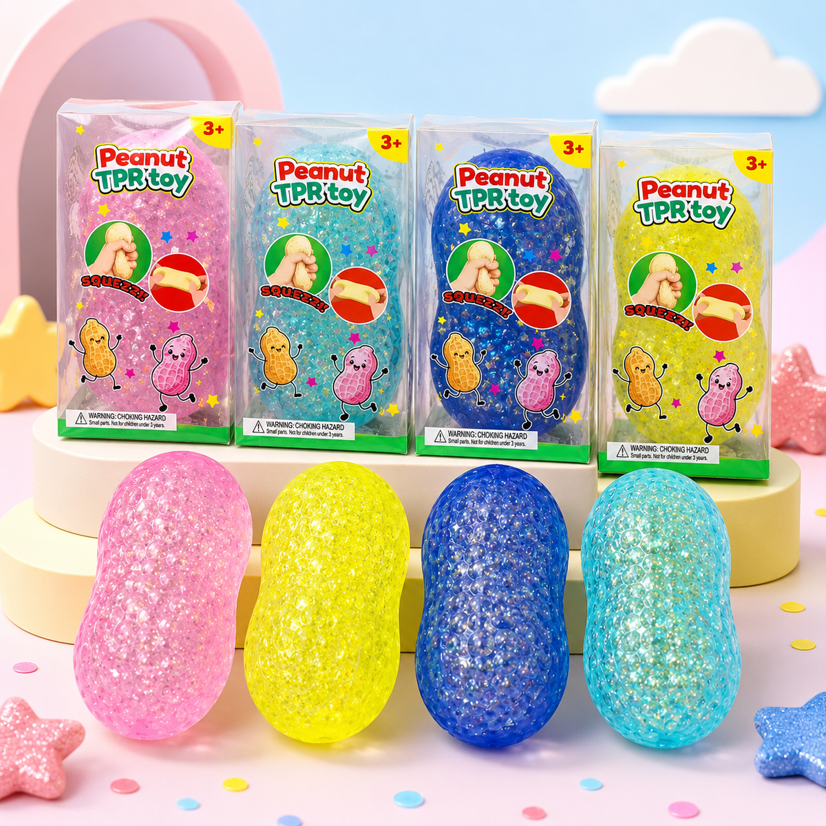 Glitter Maltose Peanut Squishy Sensory Fidget Toy
