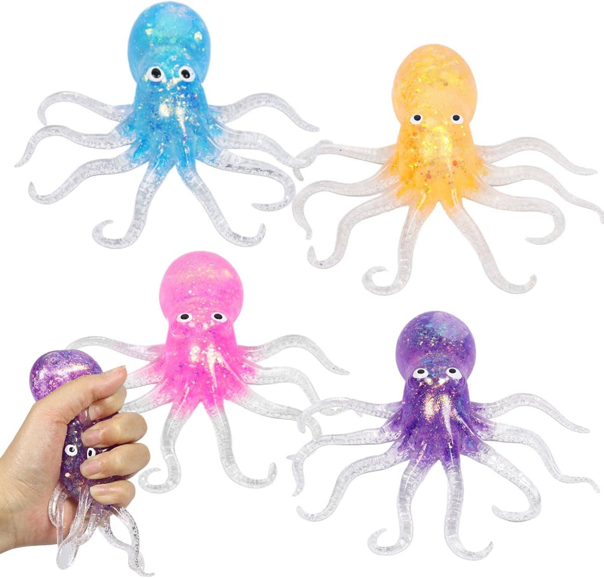 Glitter Maltose Octopus Squishy Sensory Fidget Toy