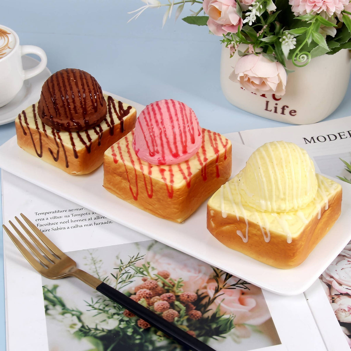 Sweet Scented Slow-Rise Ice Cream Toast PU Squishy Toy