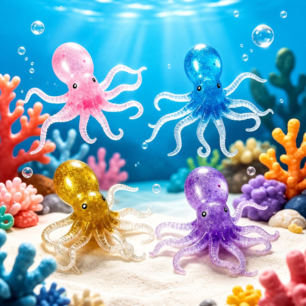 Glitter Maltose Octopus Squishy Sensory Fidget Toy