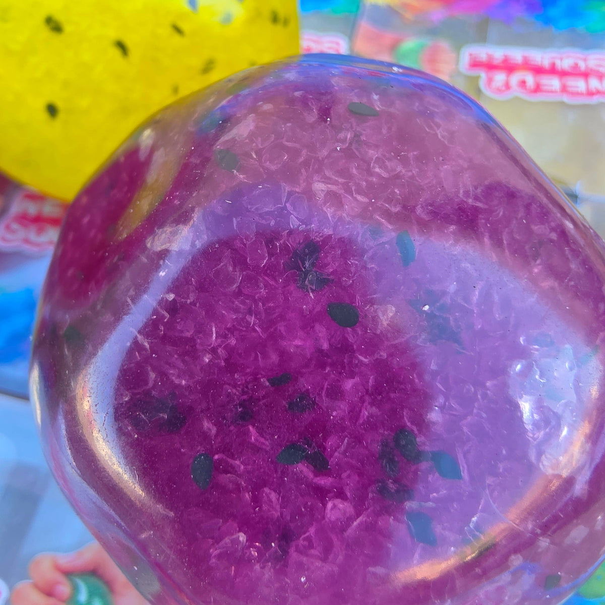 Slushy Black Speckled Ball Squeeze Toy – Coconut Oil ASMR