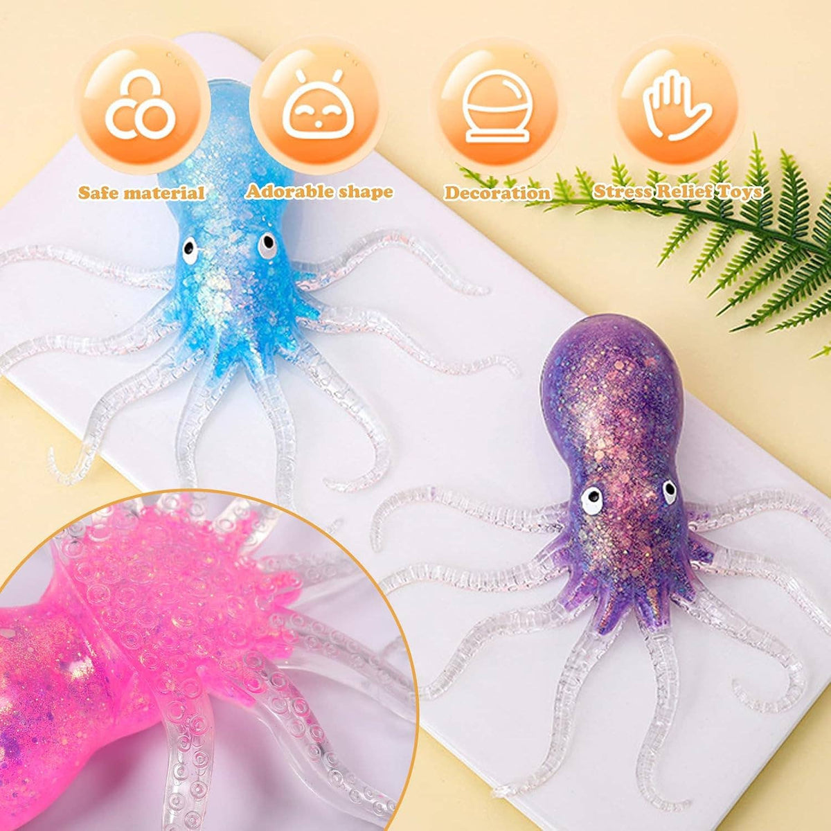 Glitter Maltose Octopus Squishy Sensory Fidget Toy