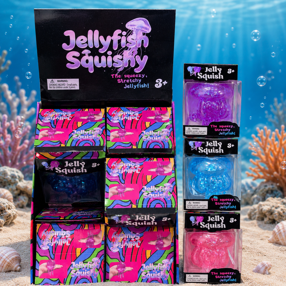 Glitter Maltose Jellyfish Squishy Fidget Toy Stress Relief