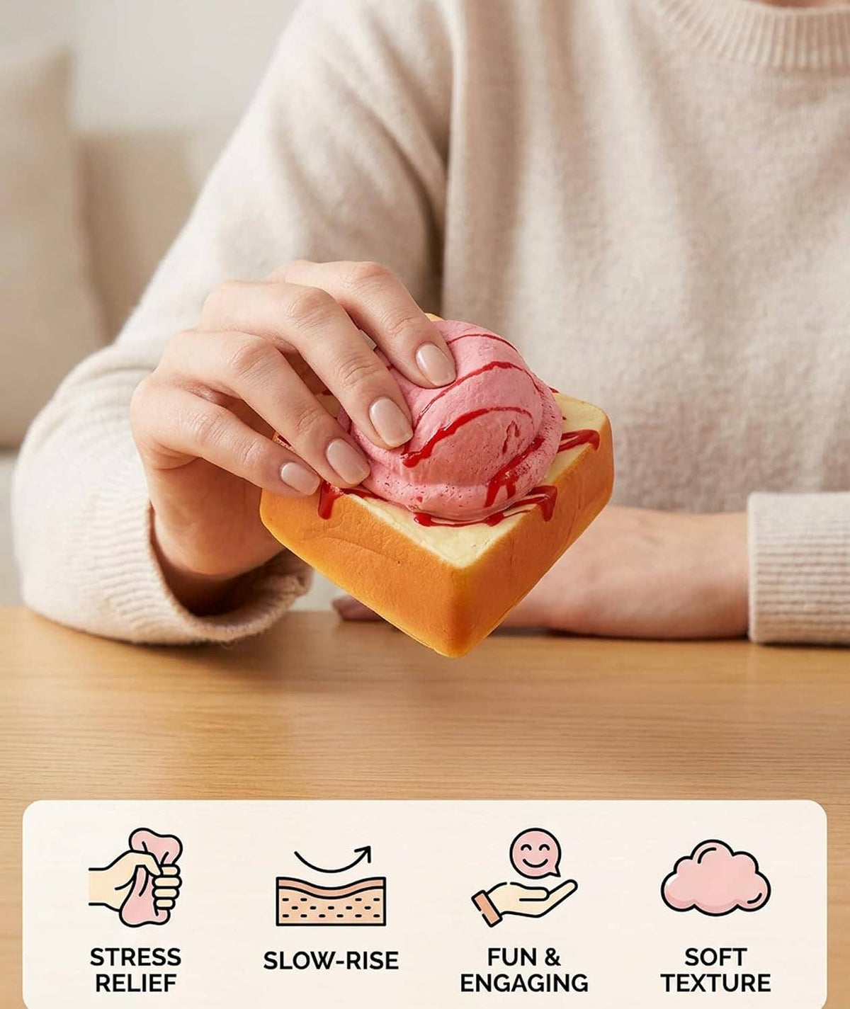 Sweet Scented Slow-Rise Ice Cream Toast PU Squishy Toy