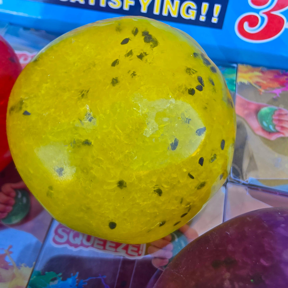 Slushy Black Speckled Ball Squeeze Toy – Coconut Oil ASMR