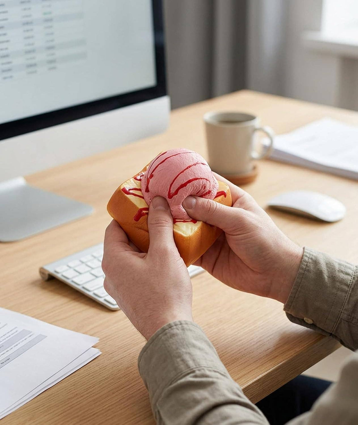 Sweet Scented Slow-Rise Ice Cream Toast PU Squishy Toy