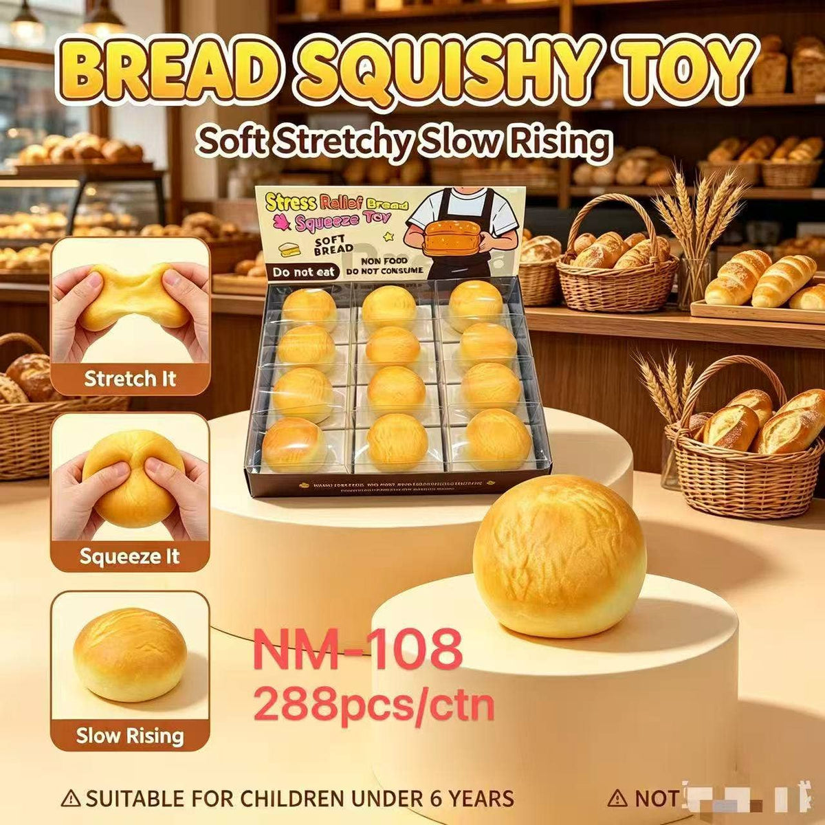 Sweet Scented Bread Bun Squishy Sensory Stress Relief Toy