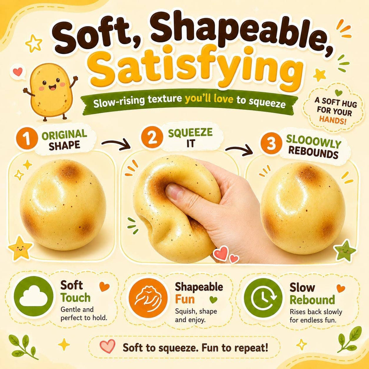 ASMR Crunchy Potato Squishy – Crunching Sound Squeeze Toy