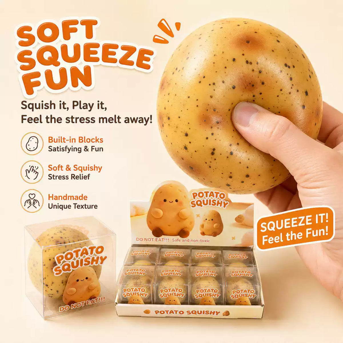 ASMR Crunchy Potato Squishy – Crunching Sound Squeeze Toy